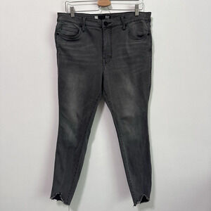 Kut From‎ The Kloth Gray Skinny Jeans 14 Petite Raw Hem High Rise Stretch Crop
